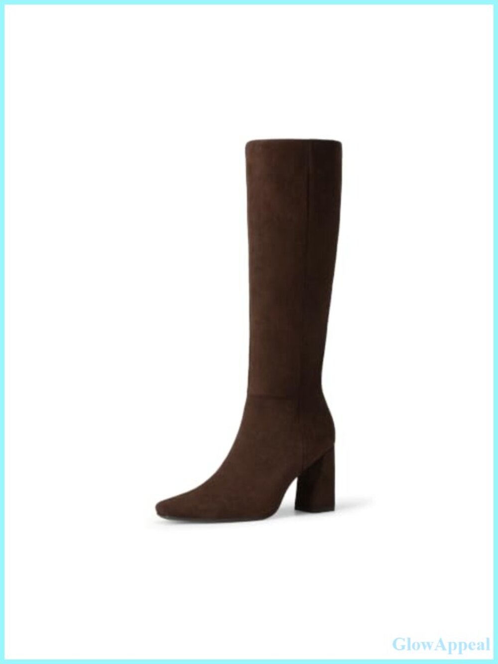 Womens Knee High Square Toe Block Heel Boots Faux Suede